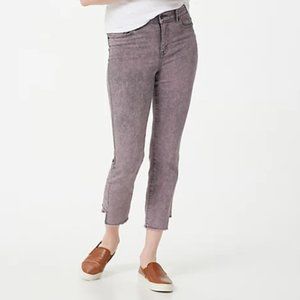 *LOGO by Lori Goldstein Petite Acid Wash Step Hem Jeans | Rose Smoke